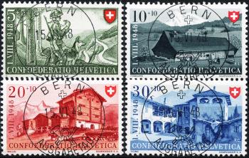 Briefmarken: B38-B41 - 1948 Arbeit und Schweizer Haus III, ET. deutsch