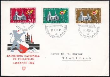 Thumb-1: W33-W34 - 1955, Valeurs individuelles d'un bloc commémoratif pour l'Exposition nationale du timbre de Lausanne