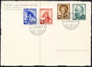 Stamps: J93-J96 - 1940 Bildnis Gottfried Kellers und Schweizer Frauentrachten