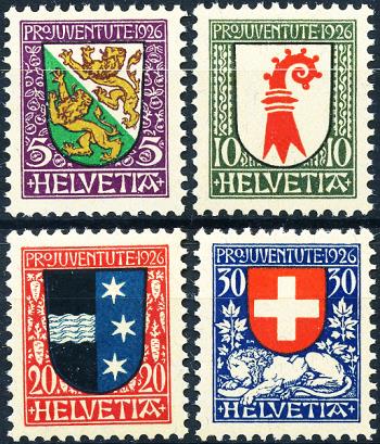 Stamps: J37-J40 - 1926 Cantonal and Swiss coat of arms