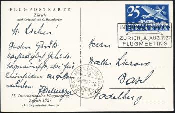Timbres: SF27.4zy - 22. August 1927 Zurich-Bellizona-Zurich