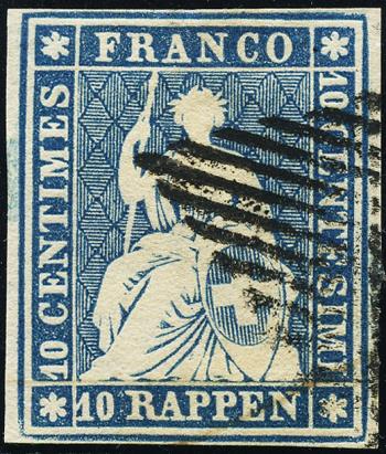 Francobolli: 23A - 1854 Tiratura di Monaco, 3° periodo di ristampa, carta di Monaco