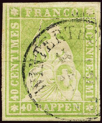 Francobolli: 26C - 1855 Stampa di Berna, 2a ristampa, carta di Monaco