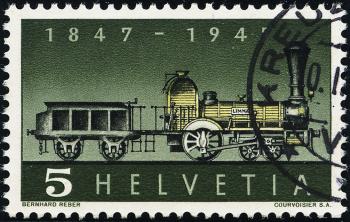 Stamps: 277.2.01 - 1947 100 years of Swiss railways