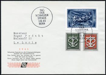 Timbres: W21A, W19-W20 - 1945 Bloc de dons d'une valeur unique et timbres spéciaux Don de guerre suisse
