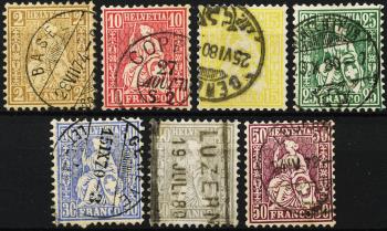 Briefmarken: 37-43 - 1867-1878 Sitzende Helvetia, weisses Papier