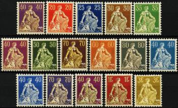 Stamps: 107-116 - 1908-1925 Helvetia with sword, fiber paper