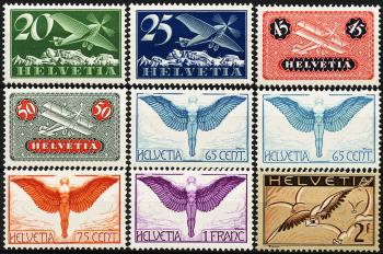 Stamps: F4z-F13z - 1933-1937 Various illustrations, edition on fluted paper
