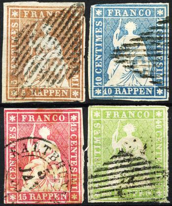 Briefmarken: 22A-26A - 1854 Münchner Druck, 3. Druckperiode, Münchner Papier