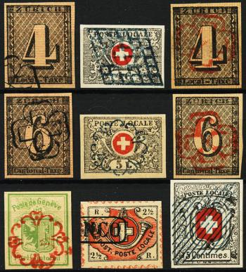 Stamps: Lot-Kantonal - 1843-1850 Cantonal stamps - Lot, COUNTERFEITS