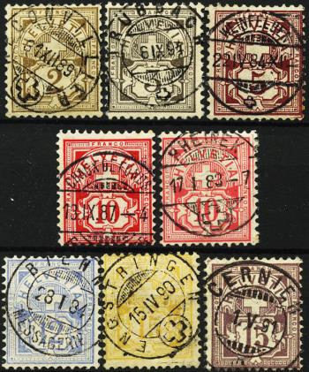 Stamps: 58A-64A - 1882+1889 Number pattern, fiber paper, KZ A