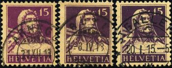 Stamps: 128,128a,128c - 1914 Chamois fiber paper
