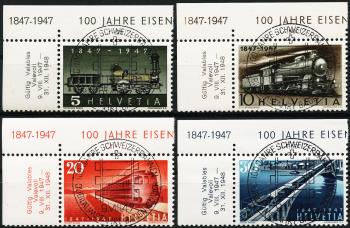 Timbres: 277-280 - 1947 100 ans de chemins de fer suisses