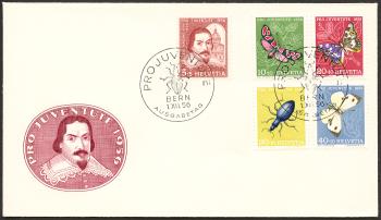 Francobolli: J163-J167 - 1956 Ritratto di Carlo Maderno e quadri di insetti