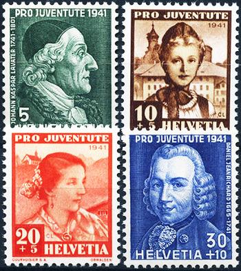 Stamps: J97-J100 - 1941 Portraits of JK Lavaters and D. Jeanrichards, women's costumes