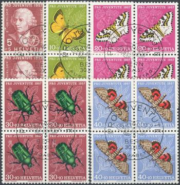Stamps: J168-J172 - 1957 Portrait of Leonhard Euler and insect pictures
