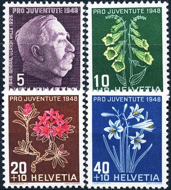 Thumb-1: J125-J128 - 1948, Portrait of General Willes and pictures of alpine flowers