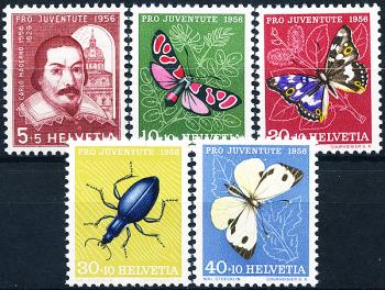 Stamps: J163-J167 - 1956 Portrait of Carlos Maderno and images of insects