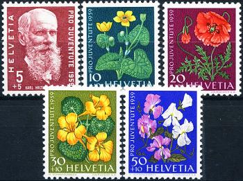 Stamps: J178-J182 - 1959 Portrait of Karl Hitty and flowers