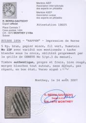 Thumb-3: 22F - 1856, Stampa di Berna, 1° periodo di stampa, carta di Monaco