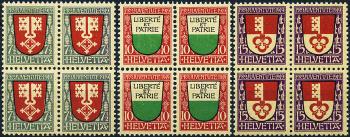Timbres: J12-J14 - 1919 armoiries cantonales