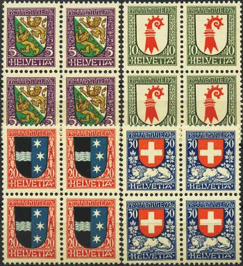 Briefmarken: J37-J40 - 1926 Kantons- und Schweizerwappen