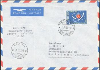 Francobolli: RF58.14 b. - 31. Oktober 1958 Helsinki-Colonia/Bonn-Ginevra