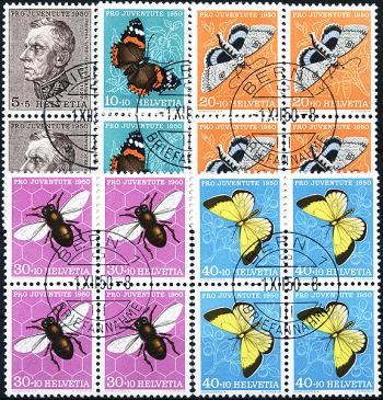 Stamps: J133-J137 - 1950 Portrait of T. Sprecher von Bernegg and pictures of insects