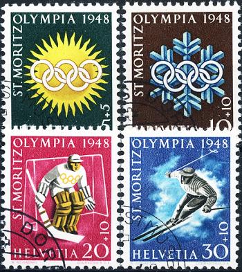 Thumb-1: W25w-W28w - 1948, Sondermarken für die Olympischen Winterspiele in St. Moritz