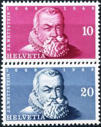 Thumb-1: W29-W30 - 1948, Individual values from the commemorative block for the Inter. Stamp exhibition in Basel