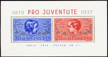 Timbres: J83I-J84I - 1937 Bloc anniversaire 25 ans de timbres Pro Juventute