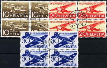 Stamps: F37-F39 - 1944 Special airmail stamps 25 years of Swiss airmail