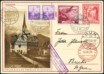 Francobolli: SF35.5 f. - 17. September 1935 1. Posta aerea a vela Jungfraujoch
