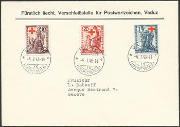 Timbres: W15-W17 - 1945 Croix-Rouge liechtensteinoise