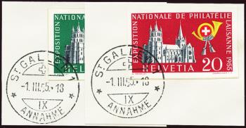 Timbres: W33-W34 - 1955 Valeurs individuelles du bloc commémoratif pour le nat. Exposition de timbres à Lausanne