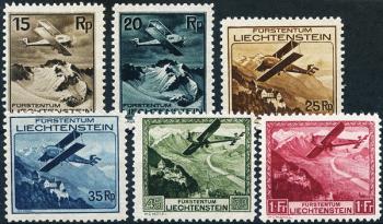 Timbres: F1-F6 - 1930 Avions au-dessus du paysage du Liechtenstein