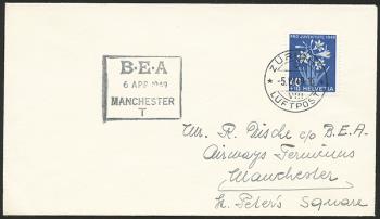 Briefmarken: RF49.7 a. - 5. April 1949 Zürich - Manchester