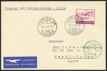 Briefmarken: RF49.1 i. - 17. Januar 1949 Washington-Philadelphia-New York-Paris-Zürich-Rom-Athen-Cairo