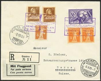 Briefmarken: SF25.8c - 3. Oktober 1925 Genève-Lausanne-Sion-Mailand