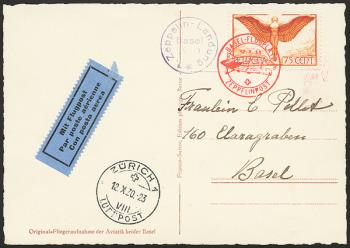 Francobolli: SF30.10a - 12. Oktober 1930 Zeppelin mail Berna-Basilea-Zurigo
