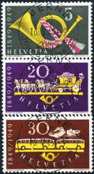 Thumb-1: 291-293 - 1949, 100 years Swiss Post, ET French