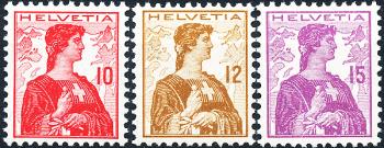 Timbres: 120-122 - 1909 Buste d'Helvétie II