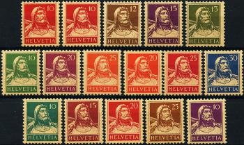 Stamps: 126I-184 - 1914 - 1930 Tell bust portrait, chamois fiber paper