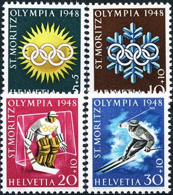 Thumb-1: W25w-W28w - 1948, Francobolli speciali per i Giochi Olimpici Invernali di St. Moritz