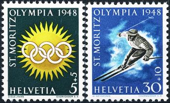 Thumb-1: W25x-W28x - 1948, Francobolli speciali per i Giochi Olimpici Invernali di St. Moritz