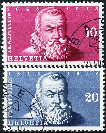 Thumb-1: W29-W30 - 1948, Individual values from the commemorative block for the Inter. Stamp exhibition in Basel