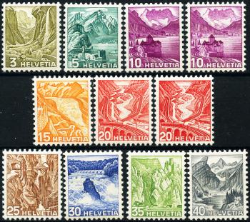 Stamps: 201z-209z - 1936-1938 New landscapes in intaglio printing, corrugated paper