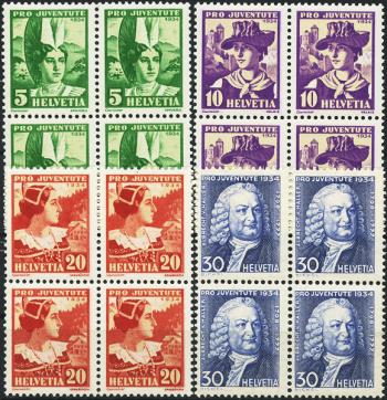 Stamps: J69-J72 - 1934 Swiss women's costumes and portrait of Albrecht von Haller