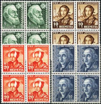 Briefmarken: J101-J104 - 1942 Bildnisse N. Riggenbachs und K. Eschers v.d. Linth, Frauentrachten