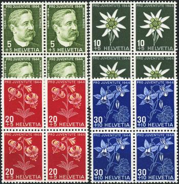 Thumb-1: J109-J112 - 1944, Bildnis Numa Droz und Alpenblumenbilder